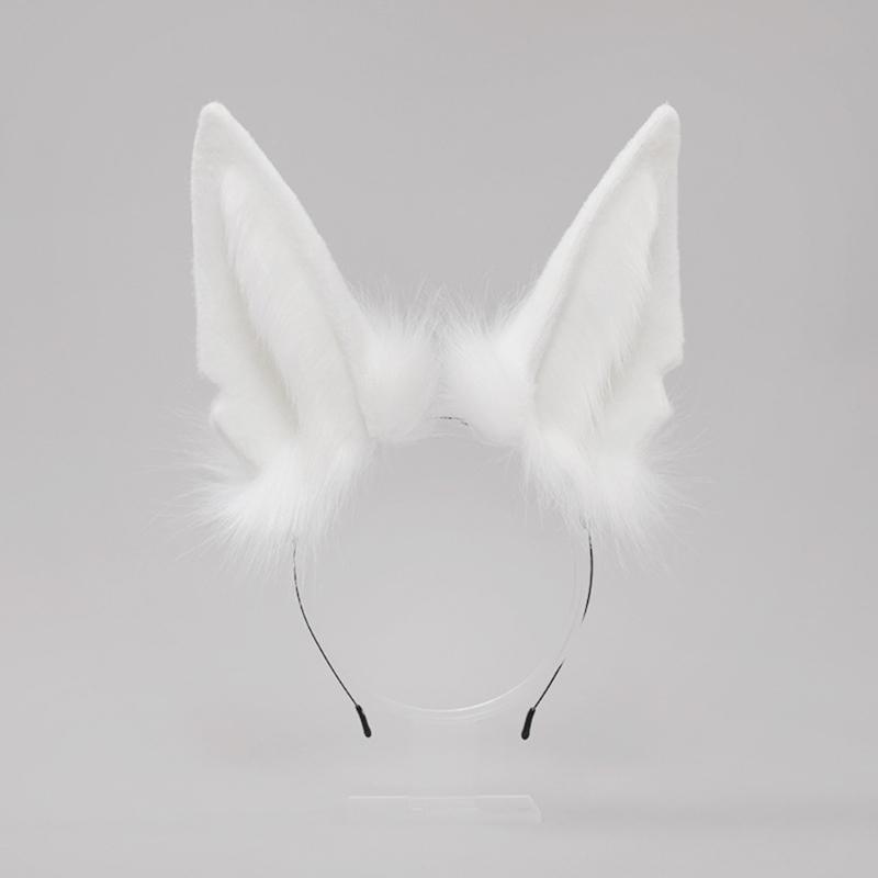 Cosplay Furry Animal Wolf Ears Hair Hoop Lolita Costume Cosplay Long Fur Headpiece for Halloween Party Decoration
