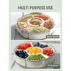 Divided Serving Tray Portable Snackle Box Container with Lid and Handle for Fruits Snacks Charcuterie Vegetable Kitchen Spices