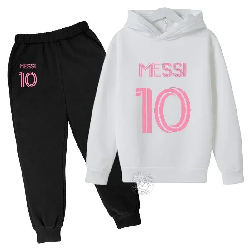 Set Hanorace Copii Fotbalist Messi Modă Strădală Băieți și Fete Pulover Sport Toamnă + Pantaloni de Trening Set 2 Piese Outdoor