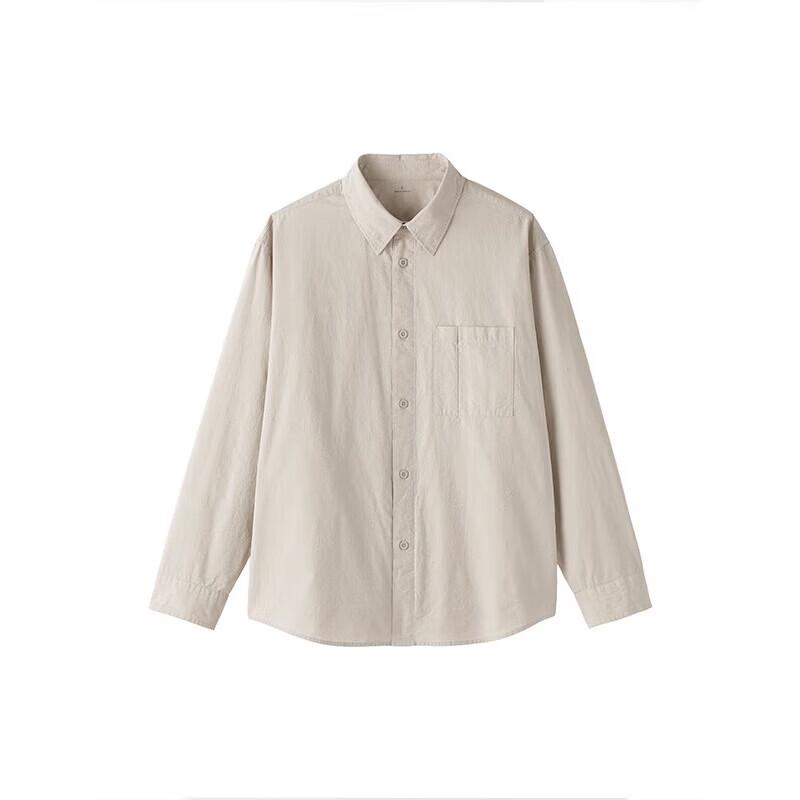 MUJI Men's Washed Broad Fit Long Sleeve Shirt