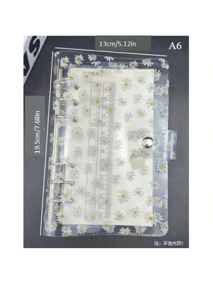 

Handbook Notebook Transparent PVC Shell A6 Binder Japanese and Korean Ins Style Same Envelope Cute Little Daisy