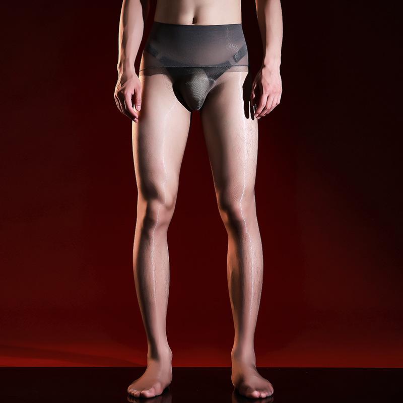Xiyue "Gentleman" 3D Aurora Pánské Ultra-tenké Punčochové kalhoty Punčochové kalhoty Sexy Hladké Černé Hedvábné Olejové Hedvábné Hladké Olejové