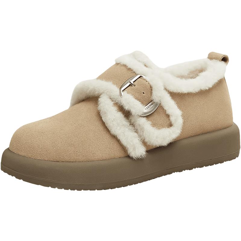 Teenmix Women s Shearling Buckle Flats 36