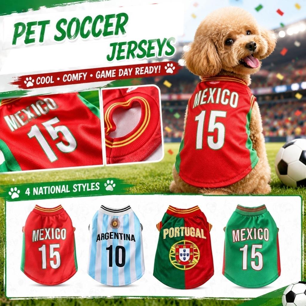 Pet Summer Soccer , Dog Sports Costume for Small Medium Large