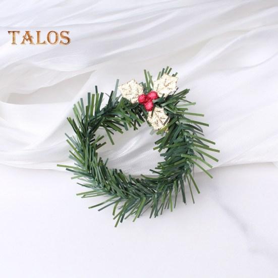 10 Teile/satz Weihnachtskranz Serviettenring Weihnachtsmannmütze Glänzende Blätter Wiederverwendbare Weihnachtsfeier Feiertag Tischdekoration Künstliche Girlande Abendessenserviette