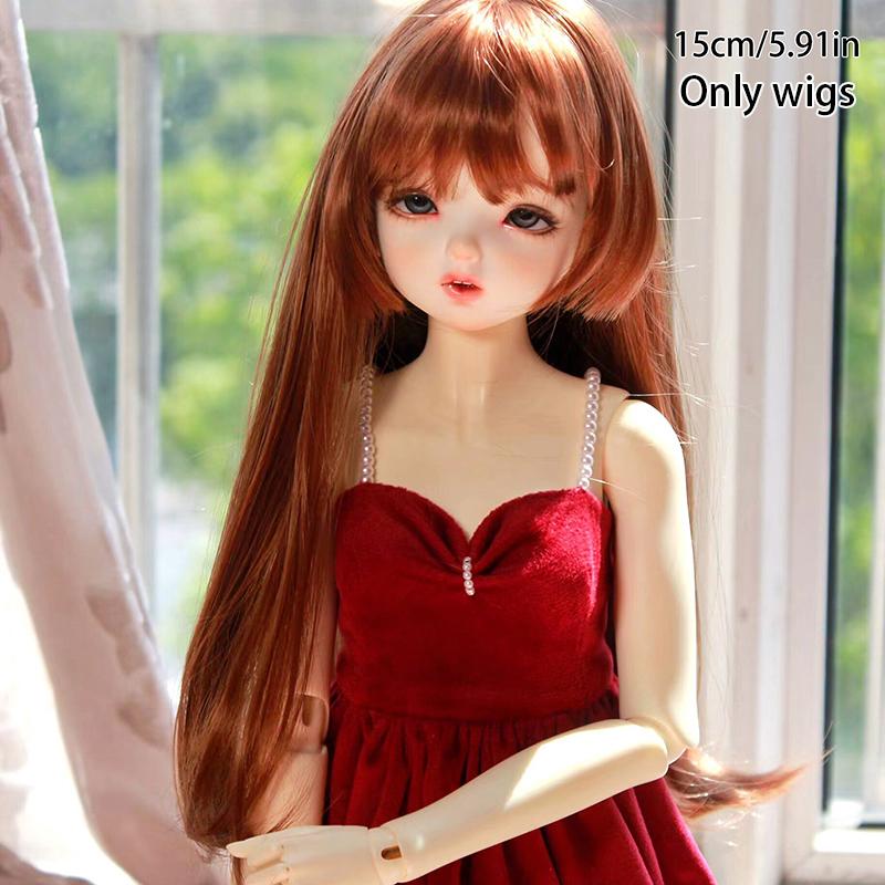 1/3 & 1/4 & 1/6 Bjd Doll'S Wig With Bangs Soft Silk Long Straight Wig Girls Diy Doll Makeup Accessories