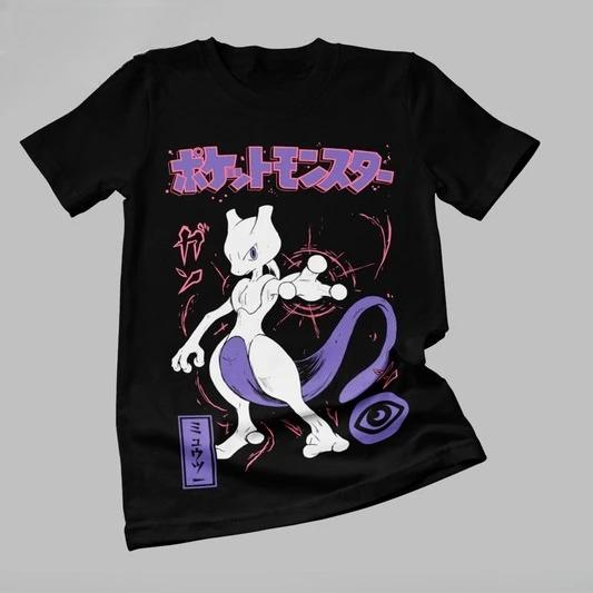 Pokemon shortsleeved Tshirt for men summer Pikachu Genki Mewtwo anime peripheral clothing Mens Shirts Women Y2k tshirts