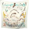 HERMES Scarf Light Blue Silk Women