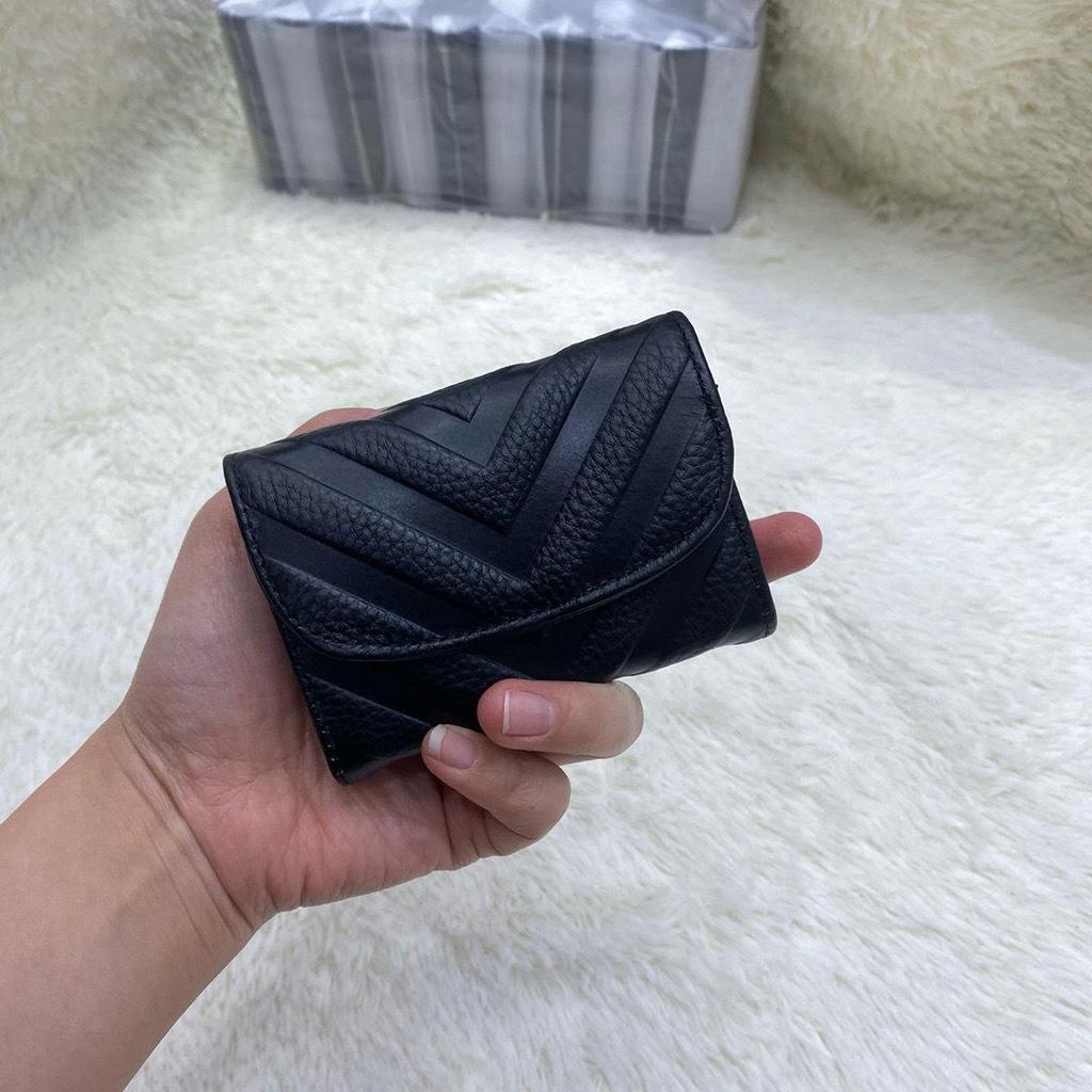 2025 Genuine Leather Ladies Accordion Card Holder & Coin Purse - Embossed Short Wallet