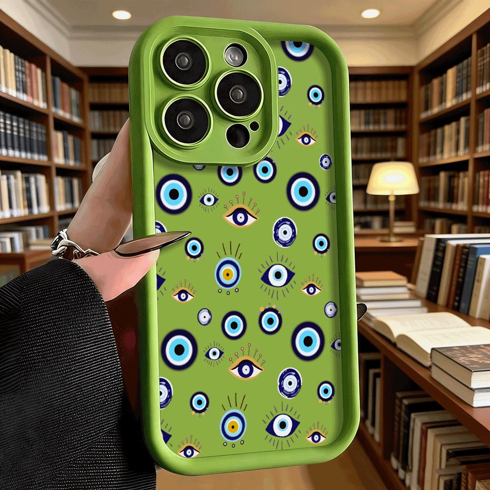 Mixed Evil Eye Pattern Soft TPU Phone Case for iPhone 17 16 15 14 13 12 11 Pro Max Plus Shockproof Anti-Slip Cover