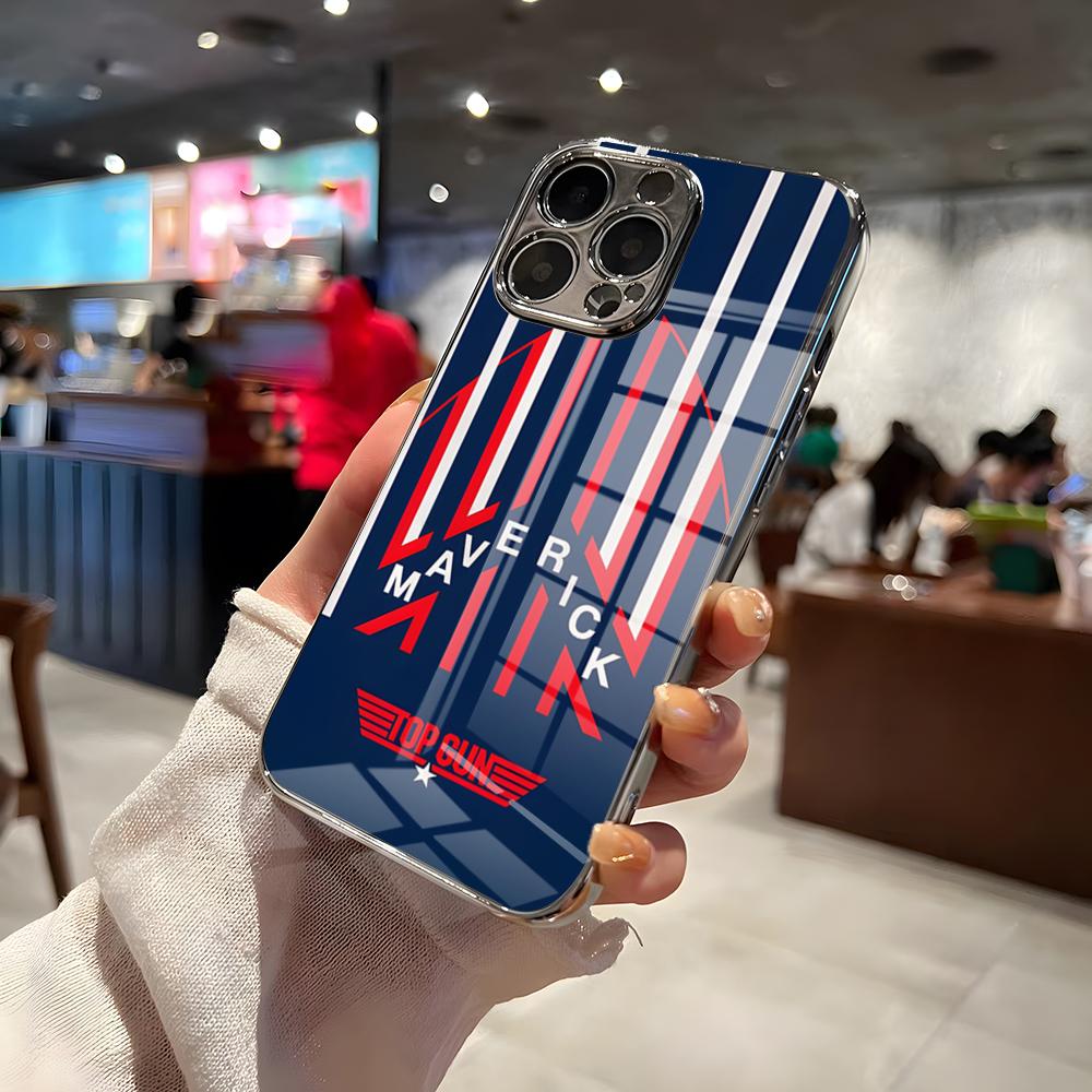 Top Gun Maverick Phone Case For IPhone 17 Pro Max 15 Pro 16 14 Plus 12 13 Mini 11 Pro Shockproof Electroplated Glass Cover