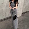 Summer V-neck Waist Royal Sister Style Dress Women's Design Feeling Wrinkled and Thin French Niche Hip-wrapped Dress
