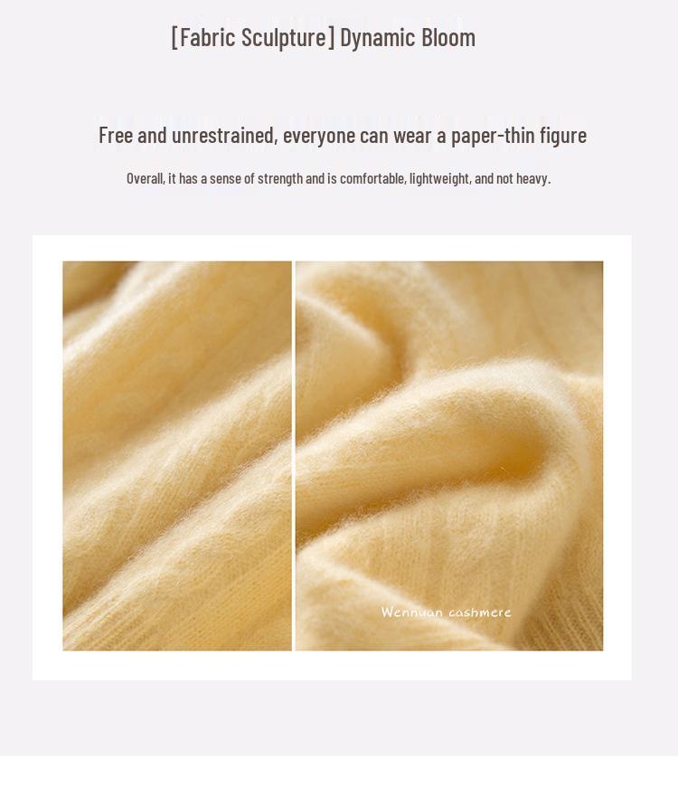 Women's Cashmere Cable Knit Sweater - Loose, Round Neck, Short, Thick for Autumn/Winter