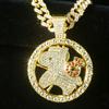 Gold Horse Pendant Necklace with Red Diamond Accents, Zinc Alloy, 45mm/62mm