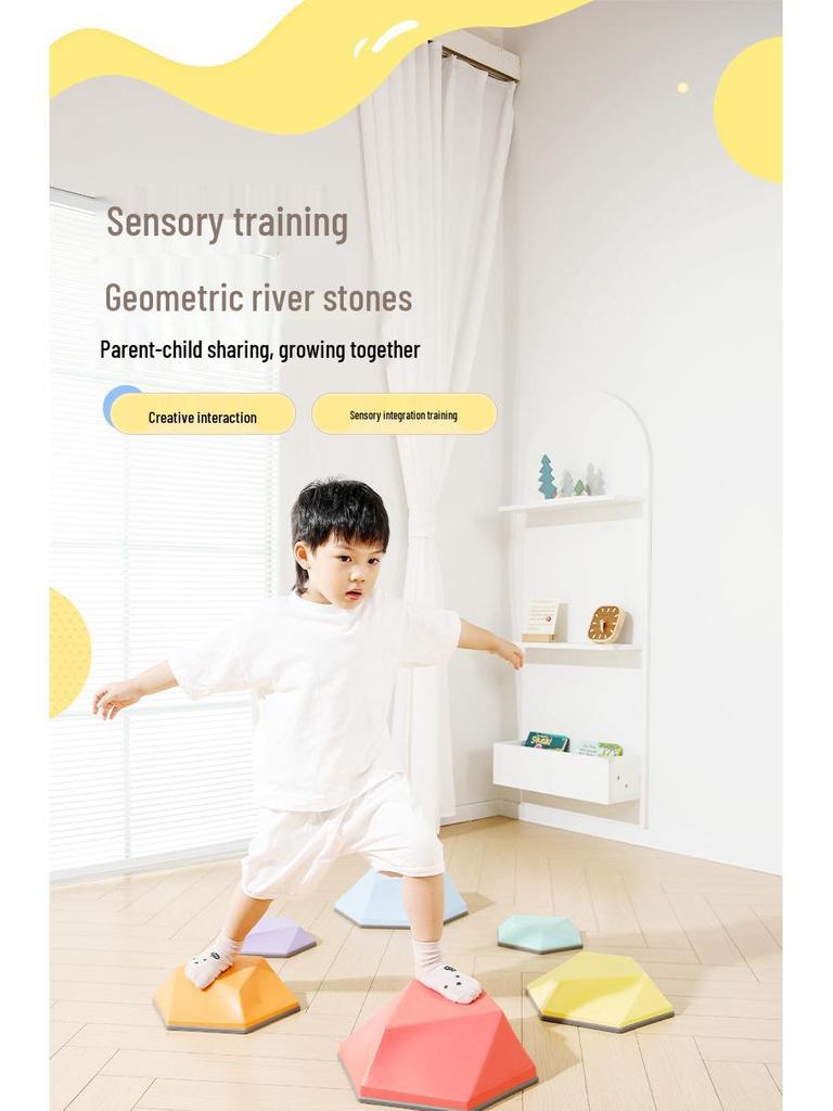 Children's Geometric Balance Stones for Sensory Training and Early Education