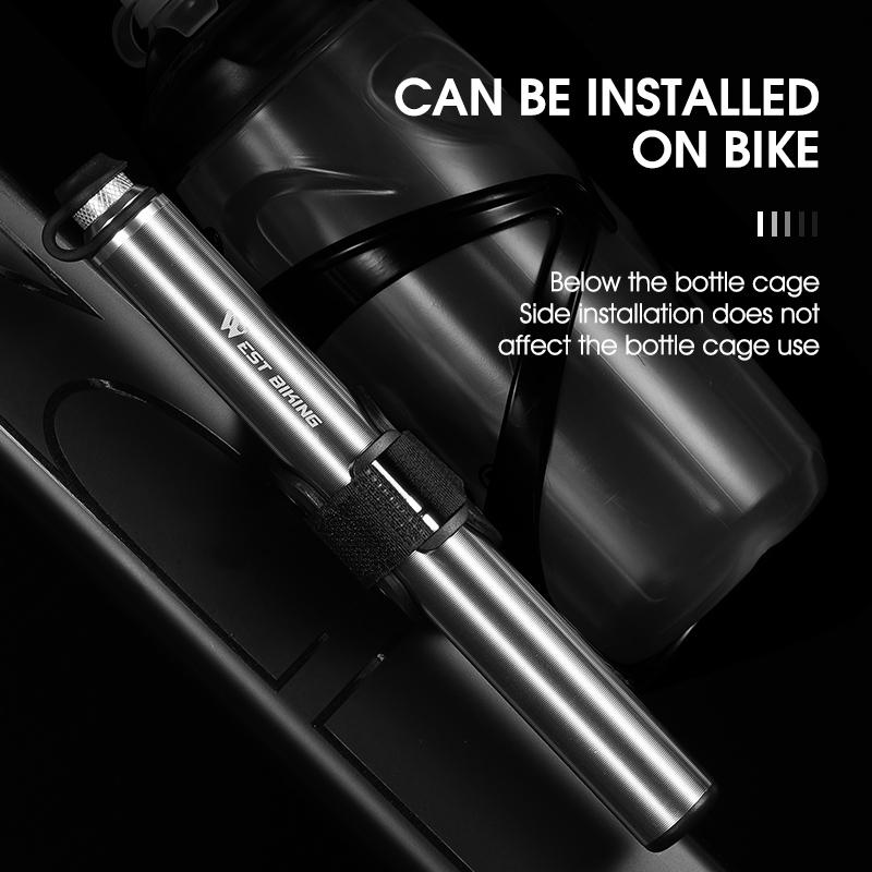 WEST BIKING Tragbare Fahrradpumpe Aluminiumlegierung Fahrrad Luftpumpe Reifenfüller Schrader/Presta Universal Rennrad Zubehör