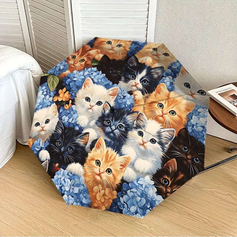 

1pc Kitten Garden Automatic Folding Umbrella, 8-Rib Durable Frame, Durable Foldable Design - Elegant Gift for Commute yy251210048