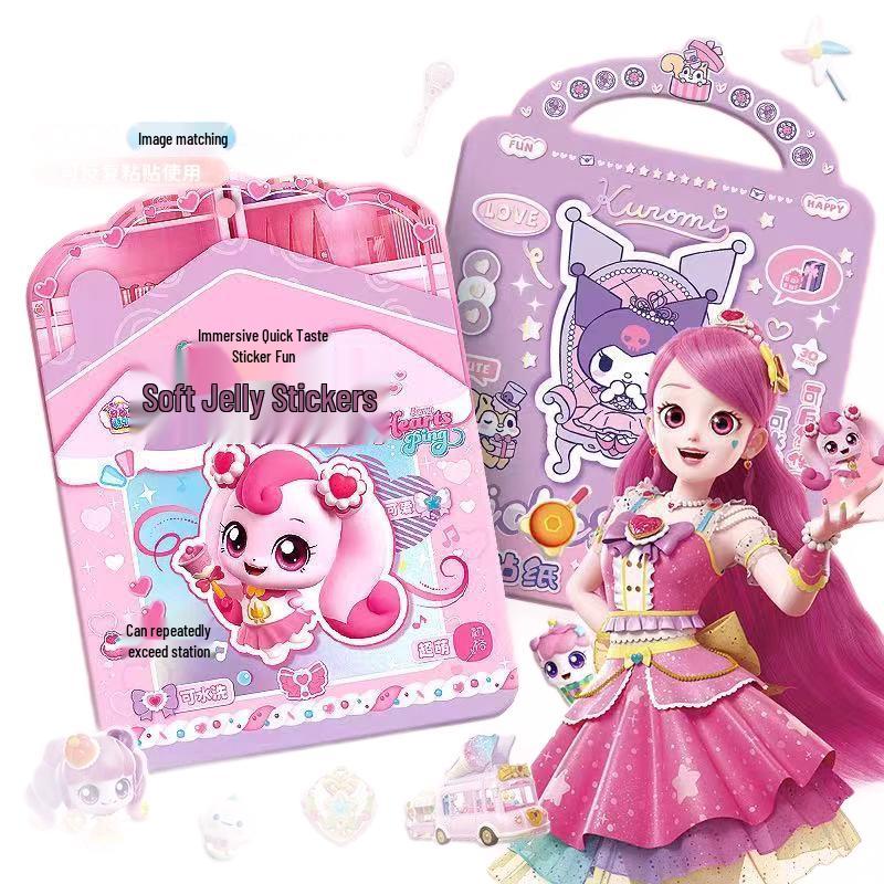 Sanrio Kuromi & My Melody Reusable Jelly Stickers for Kindergarten Girls - Educational Cartoon Toy