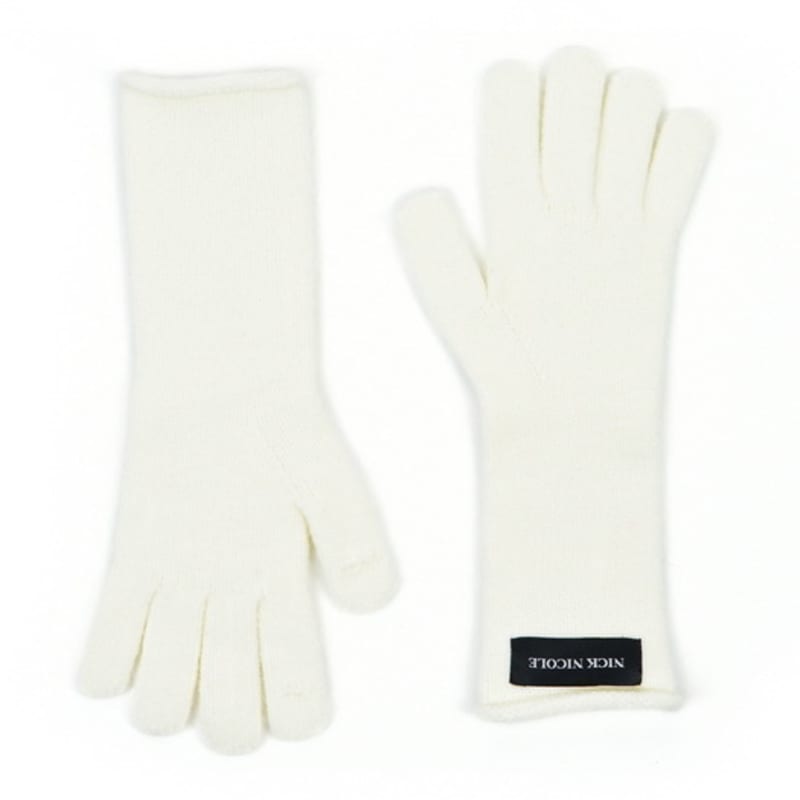 NICK&NICOLE NICOLE RIBBED KNIT GLOVES_IVORY
