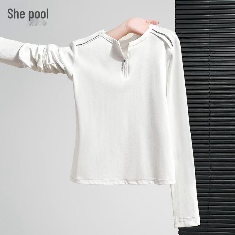 Women s Collegiate Style Half-Zip Long Sleeve T-Shirt M
