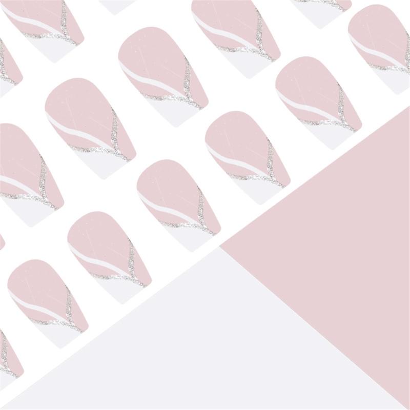 Balení 24 krátkých čtvercových nalepovacích nehtů s francouzskou špičkou, lesklé akrylové nalepovací nehty, manikúra, nail art, snadná aplikace