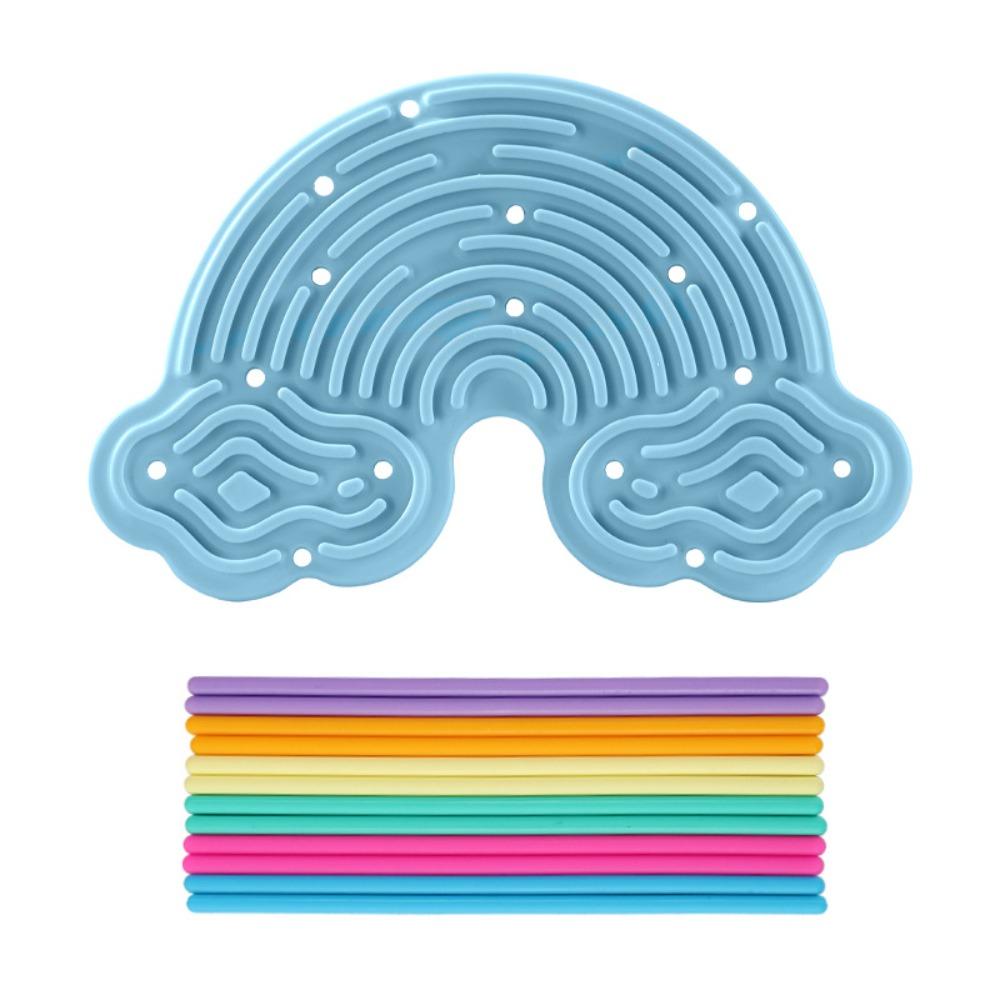 12 Strings Sensory Activity Board Silicone Rainbow Sensory Toys New Fidget Toy  Kids Adults