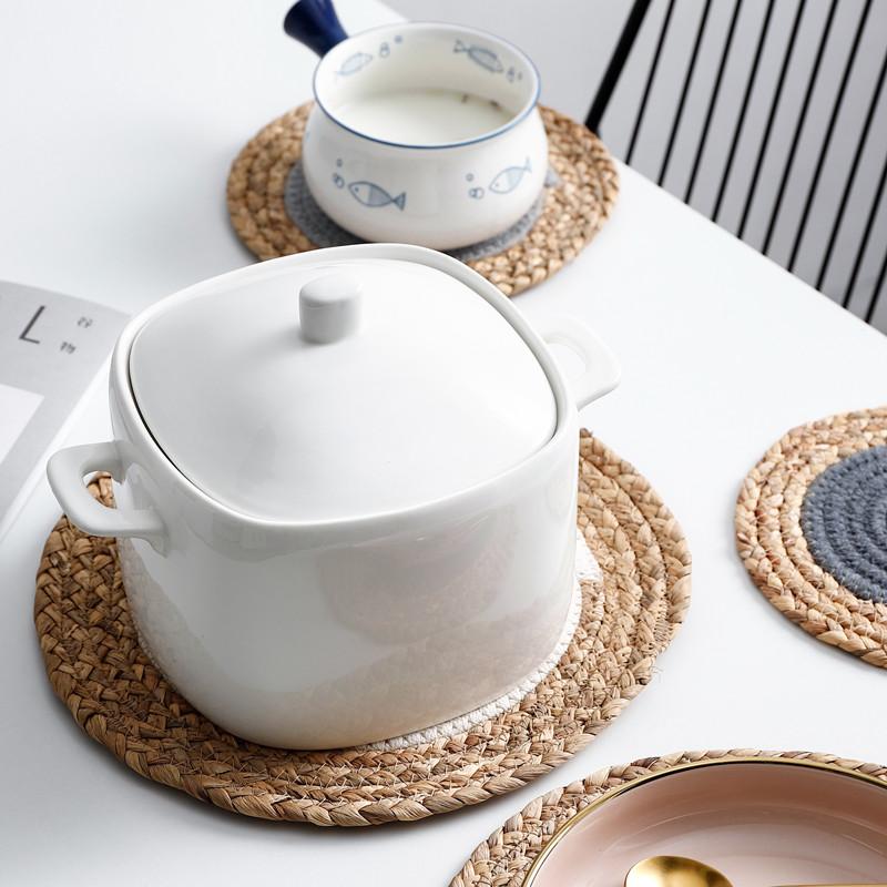 Ins Style Hand Woven Dining Table Insulation Mat Bowl Mat Household Dining Plate Heat-resistant Mat