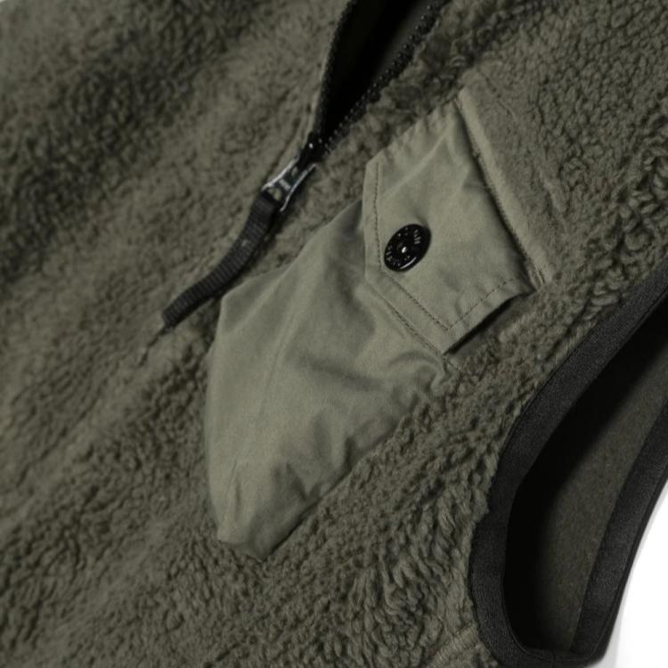 Stone Island Vest Color Block Zipper Chest Pocket Stand Collar Kids vests Green 771662043-V0058