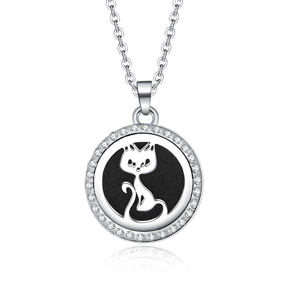 In-Stock Aromatherapy Hollow Diamond Pendant Necklace