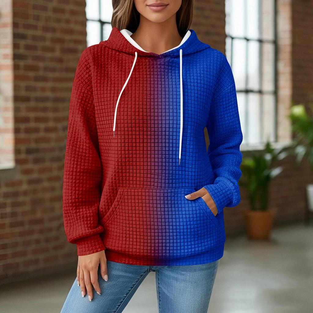 Women's Knit Hoodie - Long Sleeve Pullover with Pocket, Casual Loose-Fit Sweatshirt for Daily Wear/Outdoor