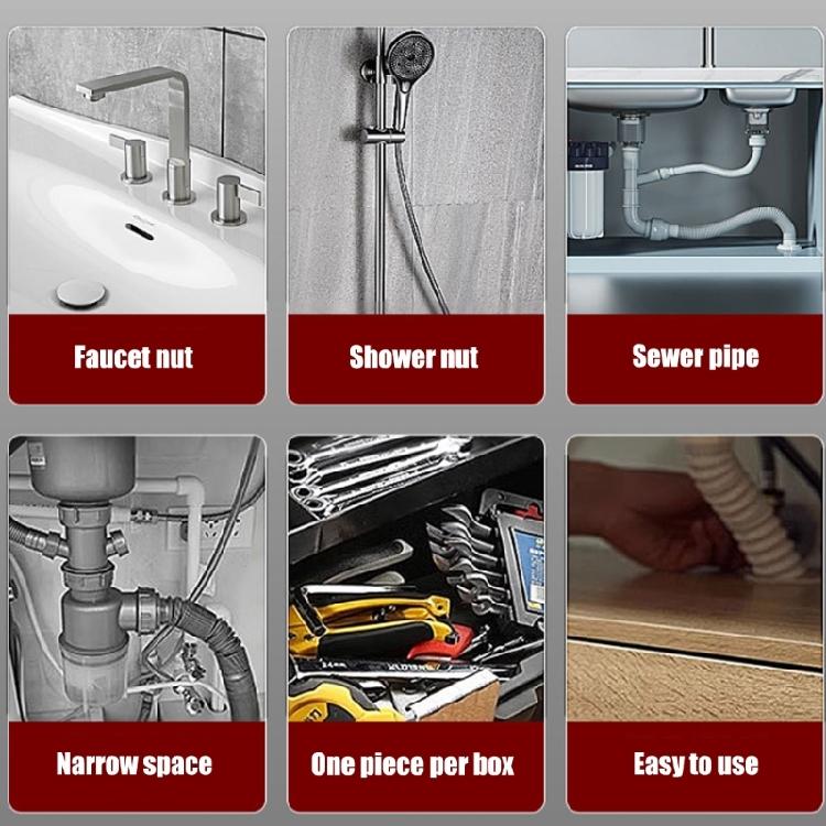 Small 200mm Sink Installer Tool with Multiple Angles Head Strong 2pc Plumbing Tool Fit Most Standard Pipe Connection