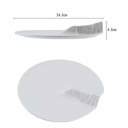 Molekulare Küche Reinweißer flacher Teller Hotelrestaurant geformter Hügelteller Club Kaltes Gericht Dim Sum Keramik Küchengeschirr