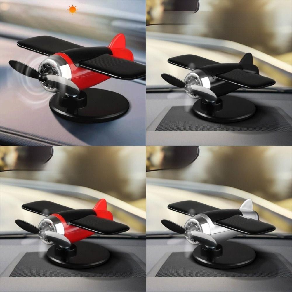360° Rotary Car Solar Airplane Ornaments Mini Solar Powered Aircraft Ornaments  Dashboard Ornament