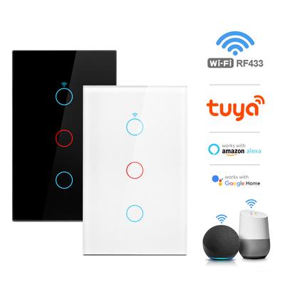 1/2/3 Gang Tuya Smart Switch WiFi Sensore tattile Interruttori della luce da parete 100 V-240 V Filo neutro richiesto Controllo vocale Supporto Alexa Google Home