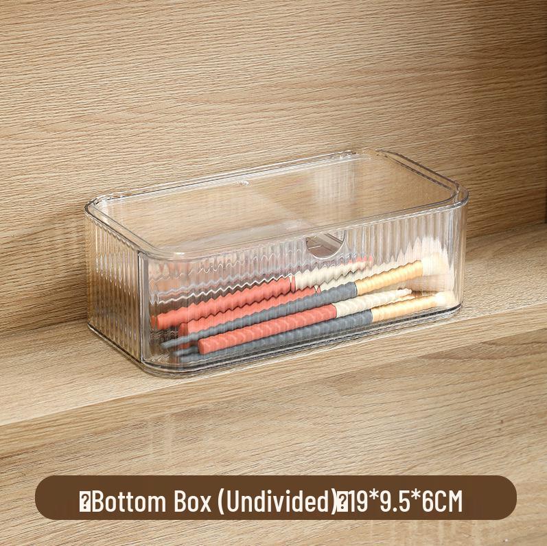 Transparent PET Mirror Cabinet with Compartment Drawers - Stackable Desktop Cosmetics Organizer.