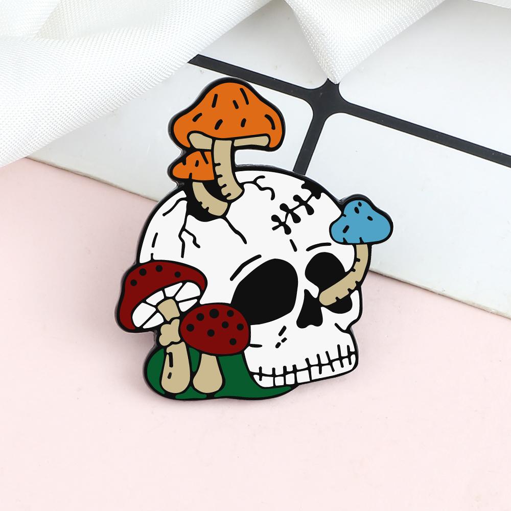 Skull Series Punk Gothic Badge Skeleton Flower Potted Brooch Denim Lapel Bag Enamel Pins Gift for Friend Party Halloween Jewelry