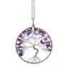 Handmade Man Winding Amethyst Fluorite Tree Of Life Necklace Fortune Tree Woven Necklace N139