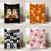 Warm Halloween Flannel Blanket - Cartoon Ghost & Pumpkin Design