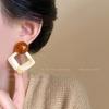 French coffee pearl earrings women's design stud earrings temperament earrings