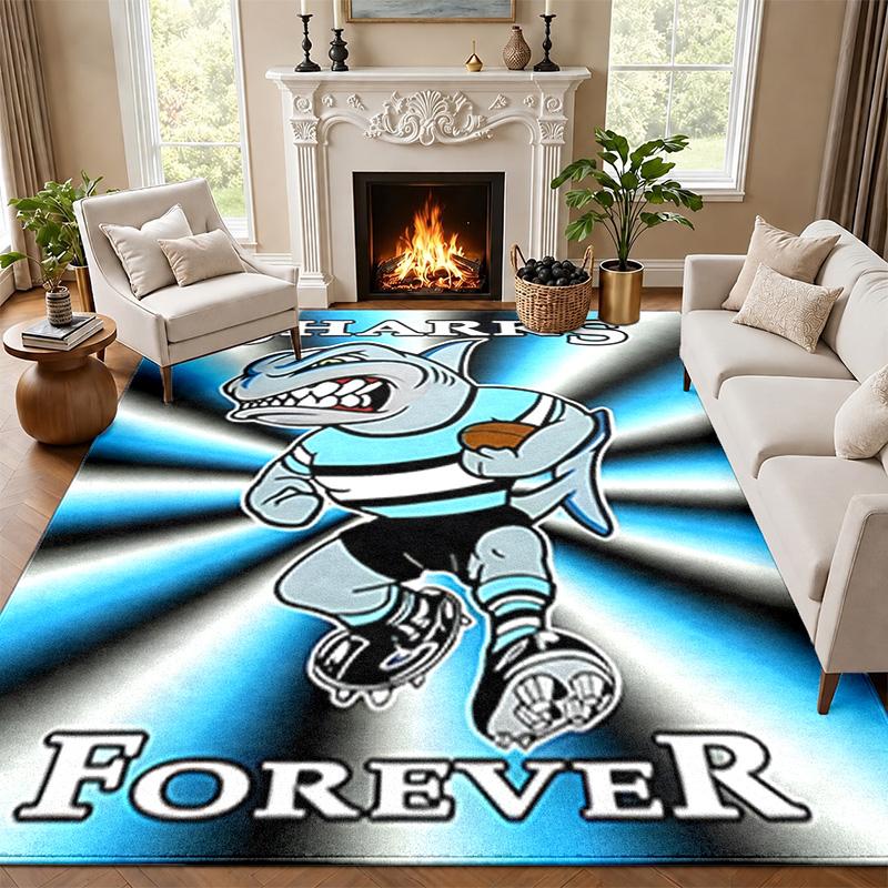 Cronulla Sharks Carpet Door Mat for Living Room or Bedroom Protective Mat Under Chair Office Decoration Christmas Gift Birthday Present