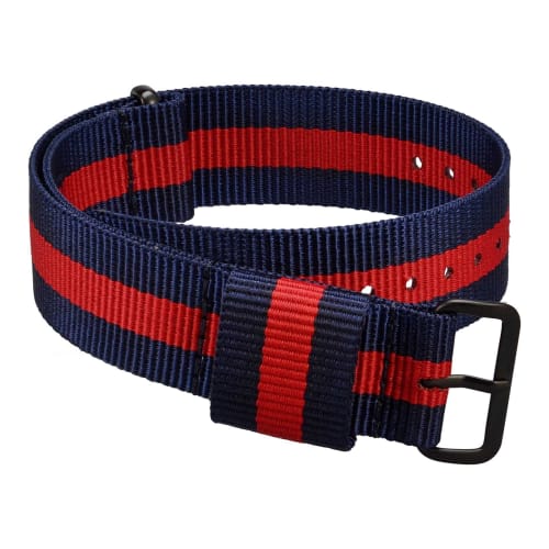 

WOCCI 22mm Nylon Military Watch Band with Black Buckle (Navy/Red)
