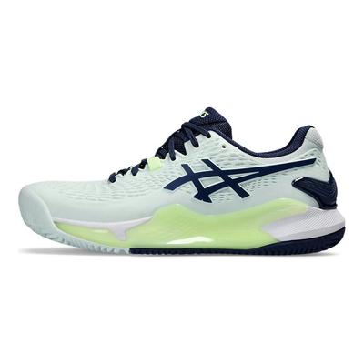 Gel Resolution 9 Sandplatz Hellminzblau Weite Damen Sneaker Weiß 1042A224-301
