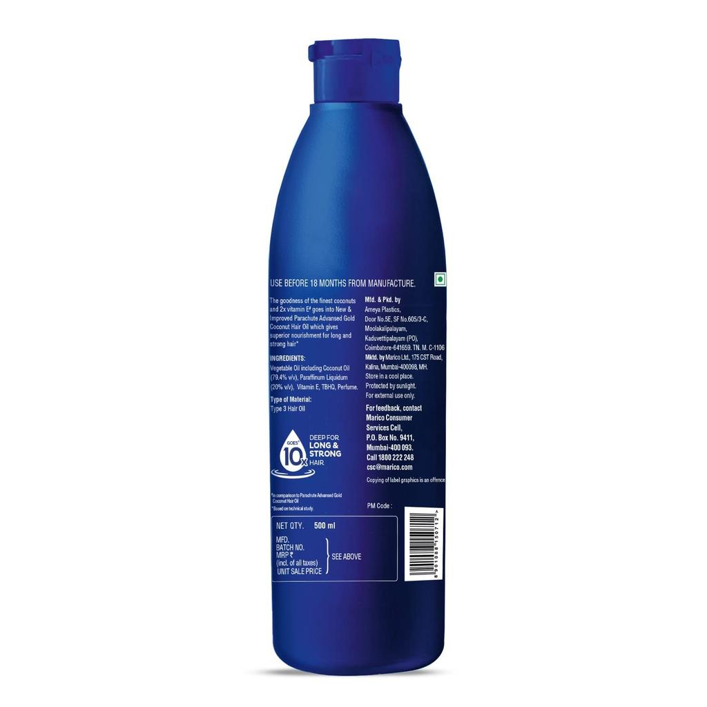 Parachute Advansed Gold Hair Oil 190ml For Strong Nourished Hair With Vitamin E For All Hair Types Daily Coconut Nourishment