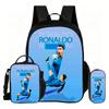 Ronaldo 3Pcs Set School Backpack Football Sport Backpack,Pencil Bags,with Lunch bag,Football Star Bookbag Knapsack