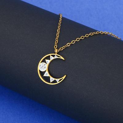 European & American Moon Star Pendant Women's Stainless Steel Necklace - Elegant Light Luxury Jewelry