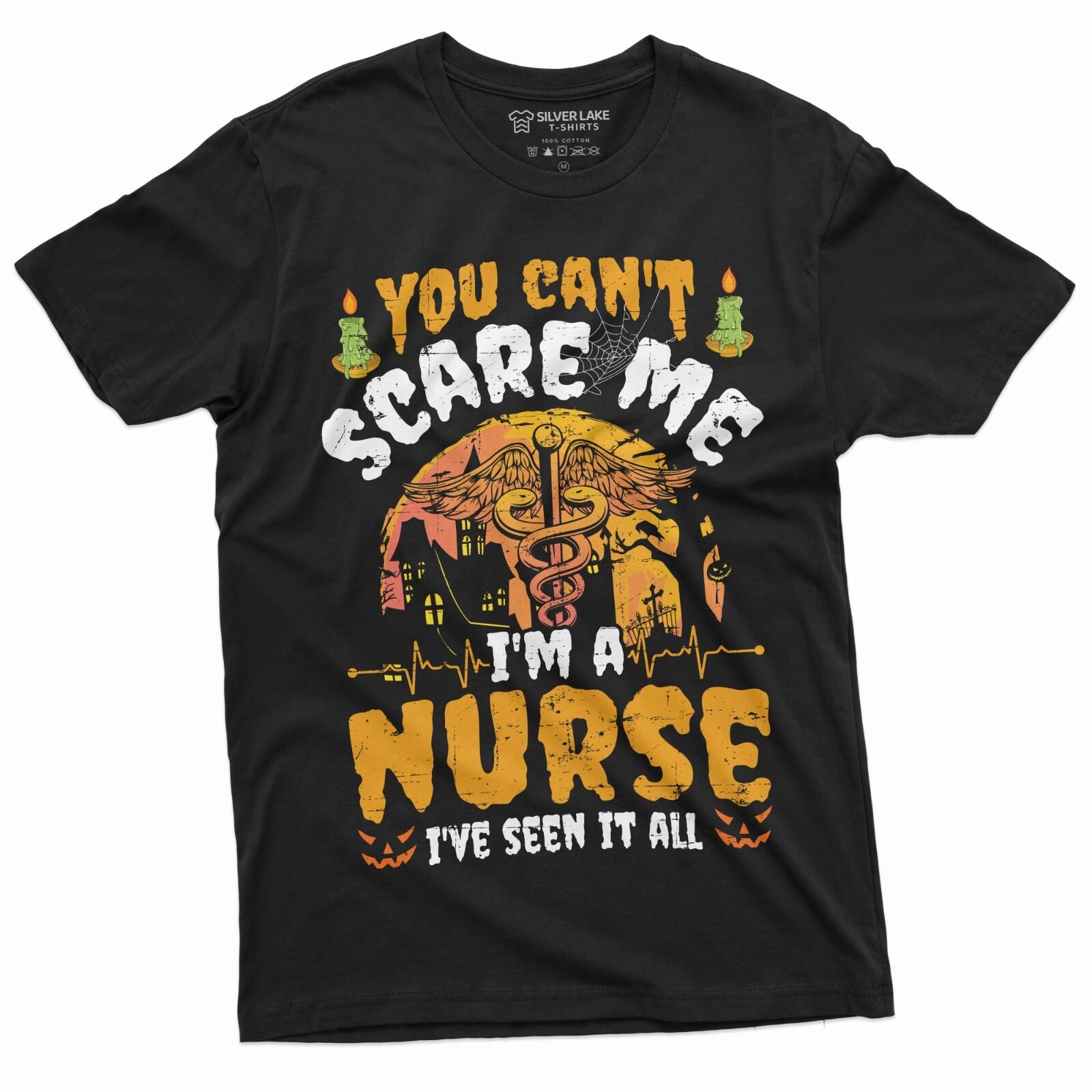 Funny Halloween T-Shirt Mens Womens Tees Top Halloween Nurse Shirt Nurse Gifts Scary Halloween Tee S
