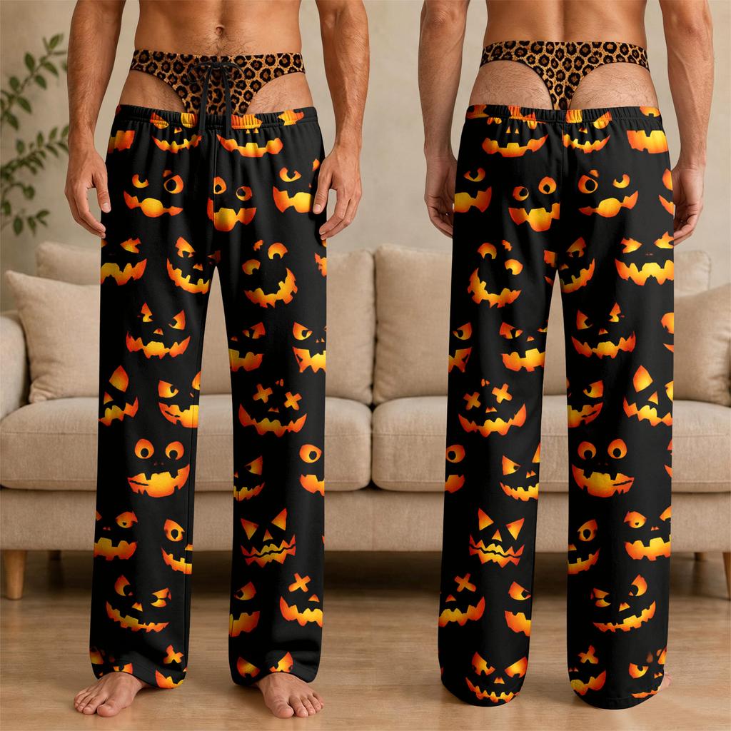 Men's Funny Novelty Halloween Pajama Pants with Underwear Print for Sleepwear