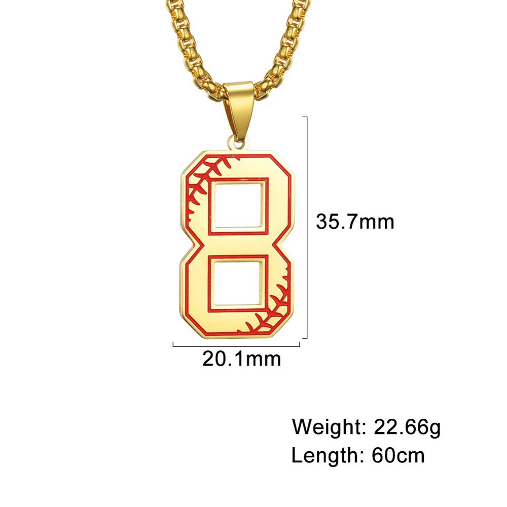 My Shape 0-9 Number Pendant Necklace for Men Boy Sport Basketball Figure Baseball Pattern Stainless Steel Necklaces Punk Jewelry