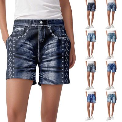 Women's Casual Sports Pants Sweatpant Jeans Print Denim Pants