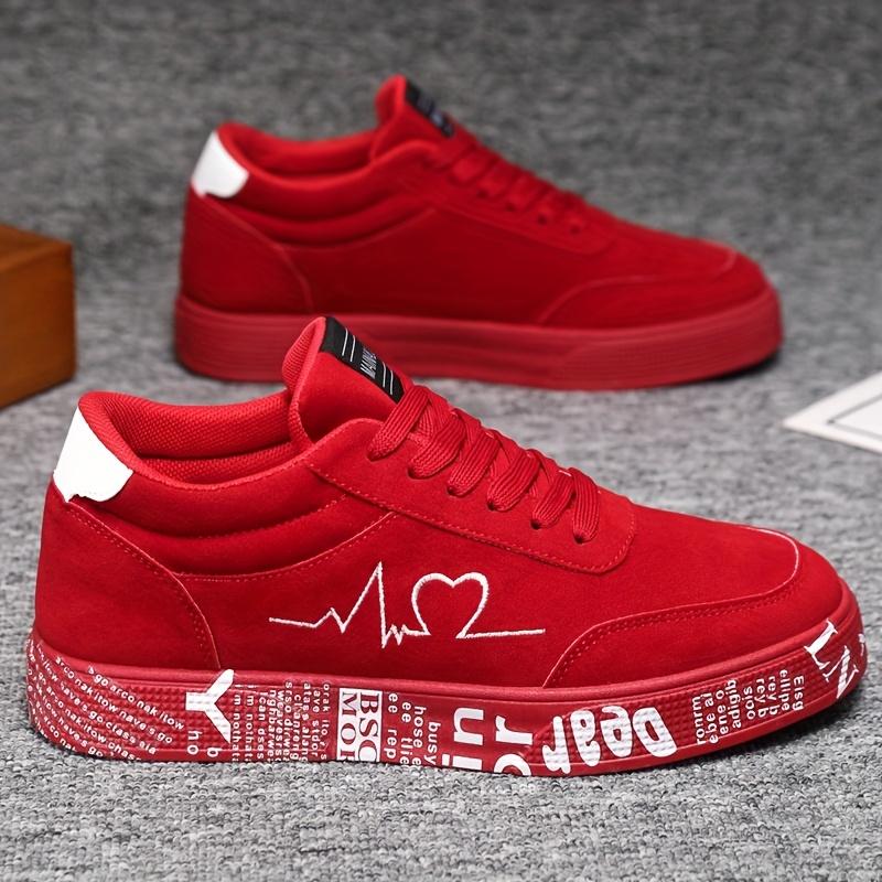 1 Pair of Fashionable Sports Shoes - Soft Rubber Sole, Heart-shaped and Music Pattern Design, Casual Street Shoes for Couples, Valentine'S Day